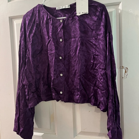 Zara Tops - Zara Deep Purple Satin Blouse